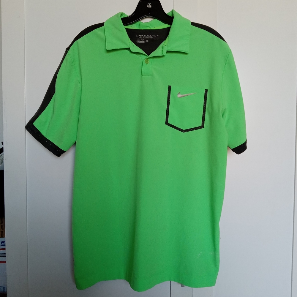 Nike Men's Green/Black Golf Polo Size M EUC